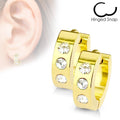 Golden Crystal Hinged Hoop Earrings