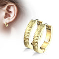 Golden Grooved Hoop Earrings