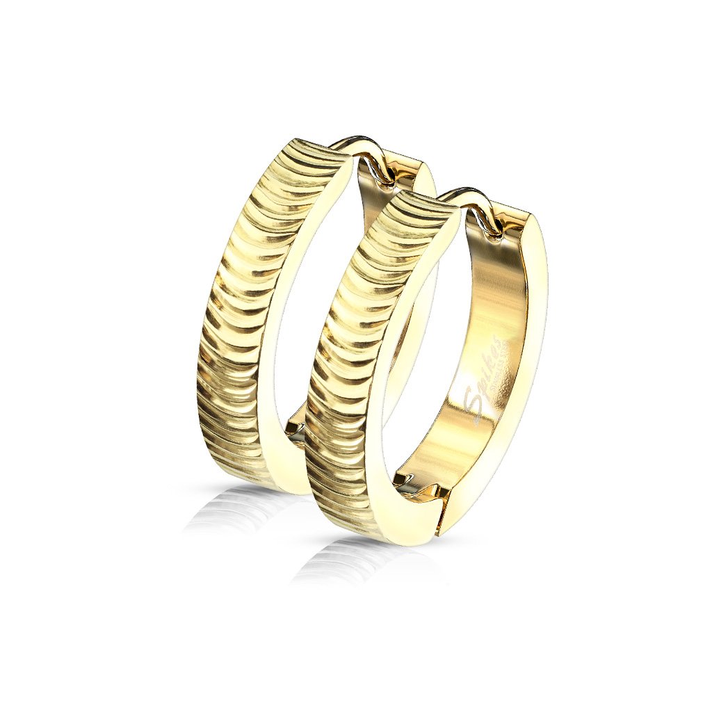 Golden Grooved Hoop Earrings