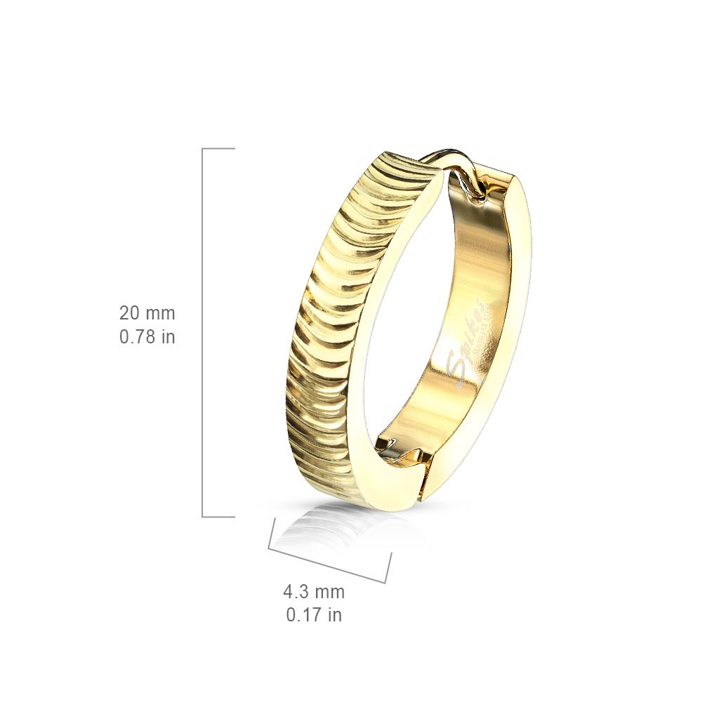 Golden Grooved Hoop Earrings