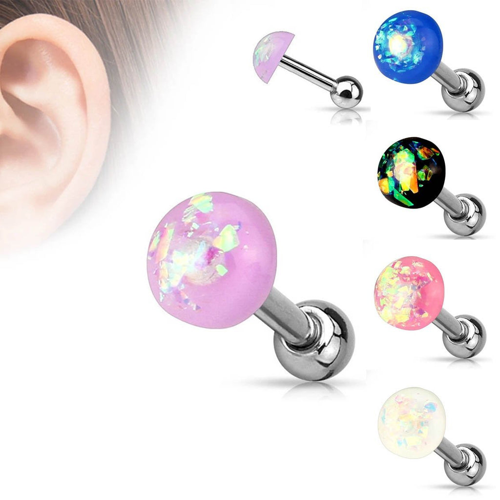 Opal Glitter Teardrop Cartilage / Tragus Barbell Stud