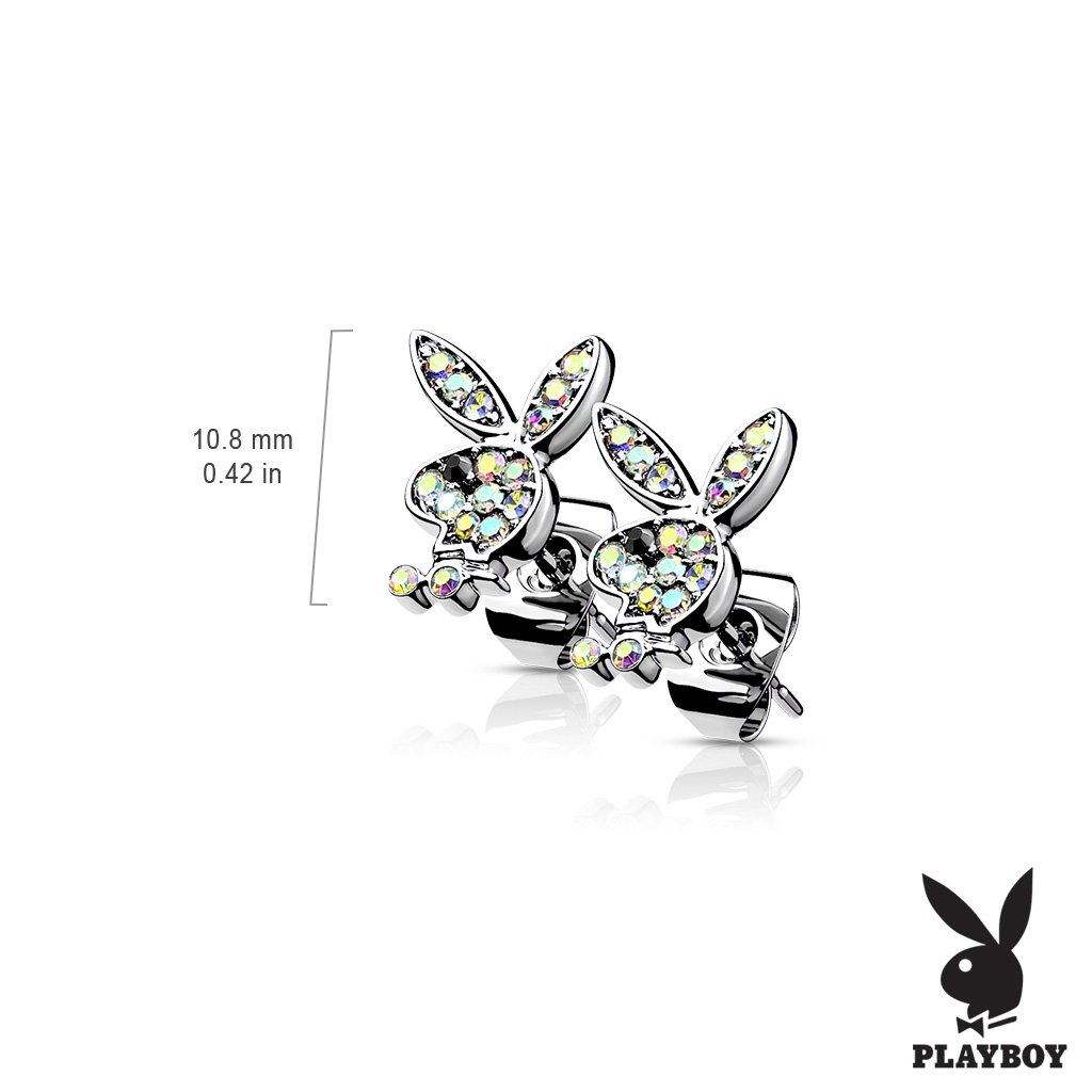 Playboy Bunny Crystal Stud Earrings - Silver