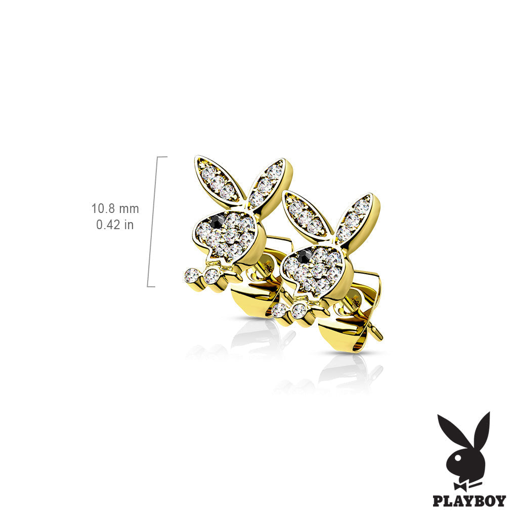 Playboy Bunny Crystal Stud Earrings - Rose Gold