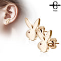 Playboy Bunny Stainless Steel Stud Earrings - Rose Gold