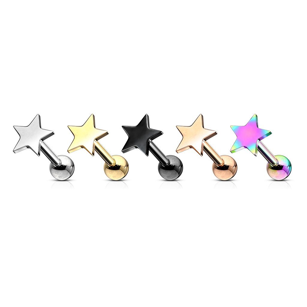 16 Gauge Star Top Cartilage / Tragus Stud