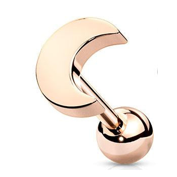 16 Gauge Crescent Moon Top Cartilage Tragus Stud
