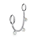 Chain Linked Round Clicker Ear Jewelled Hoop Earring