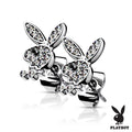 Playboy Bunny Crystal Stud Earrings - Silver