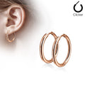 Stainless Steel Hinge Action Seamless Hoop Earrings - Rose Gold
