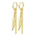 Tribal Feather Clicker Hoop Earrings - Gold
