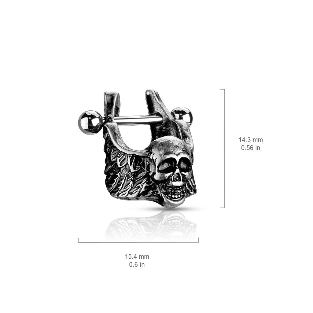 16 Gauge Winged Skull Helix Cuff
