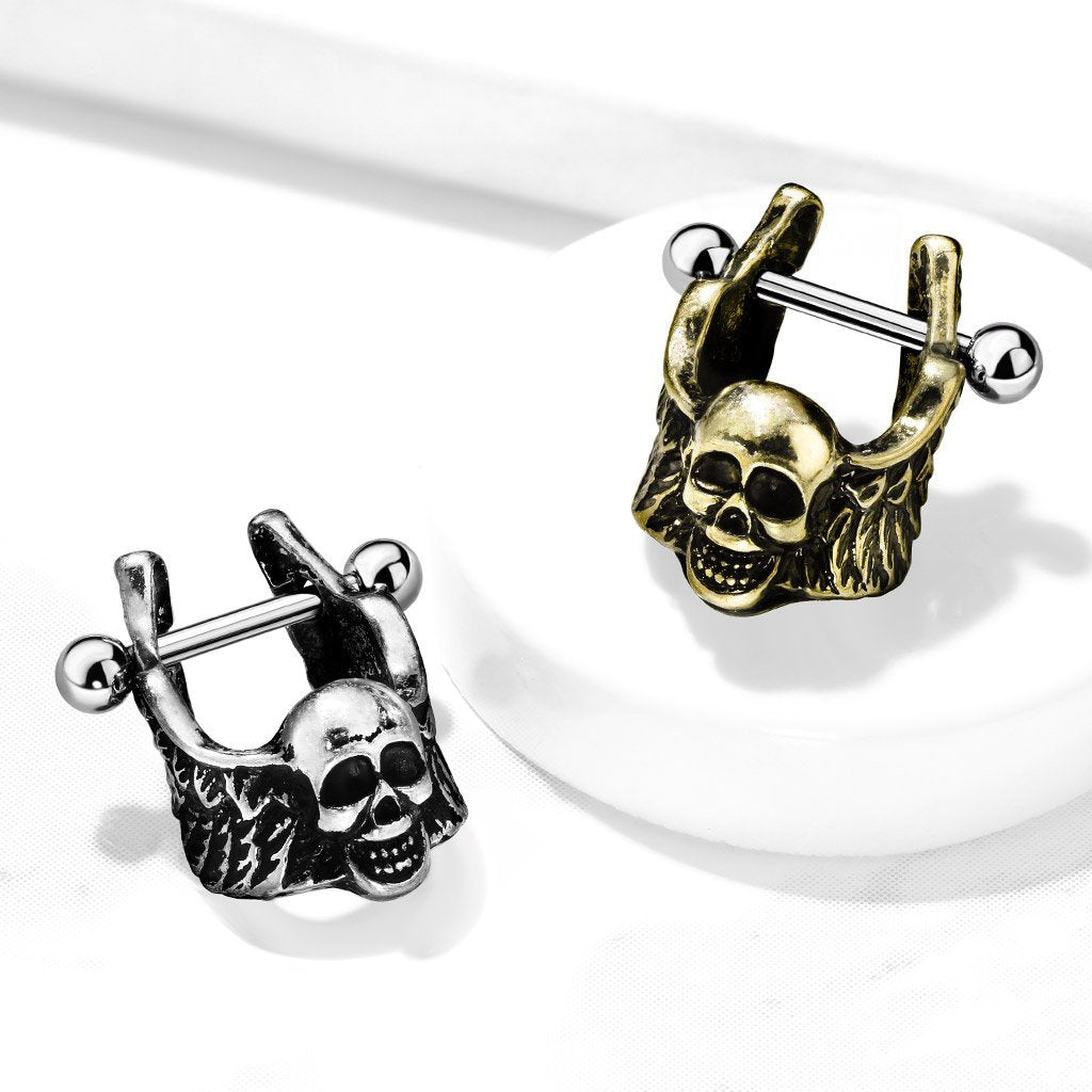 16 Gauge Winged Skull Helix Cuff