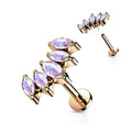 16 Gauge Flat Back Internally Threaded Aurora Marquise Stud