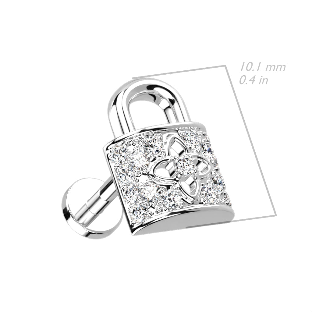 16 Gauge Flat Back Internally Threaded Crystal Lock Stud