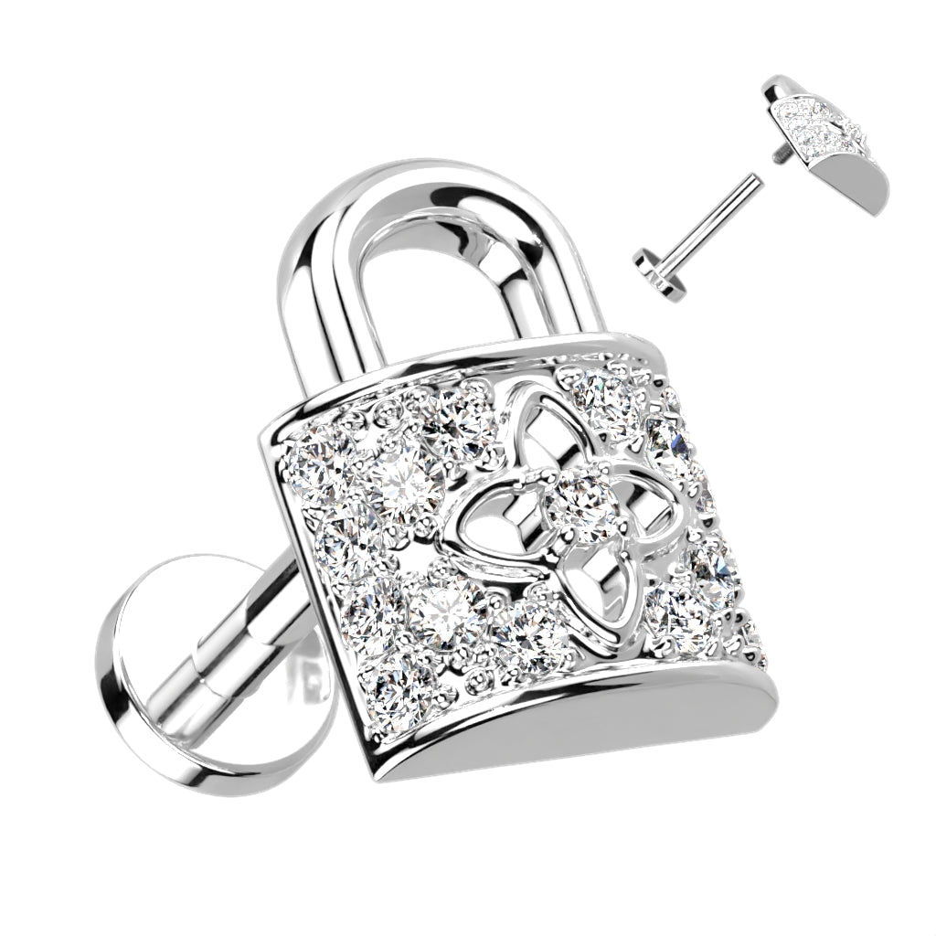 16 Gauge Flat Back Internally Threaded Crystal Lock Stud