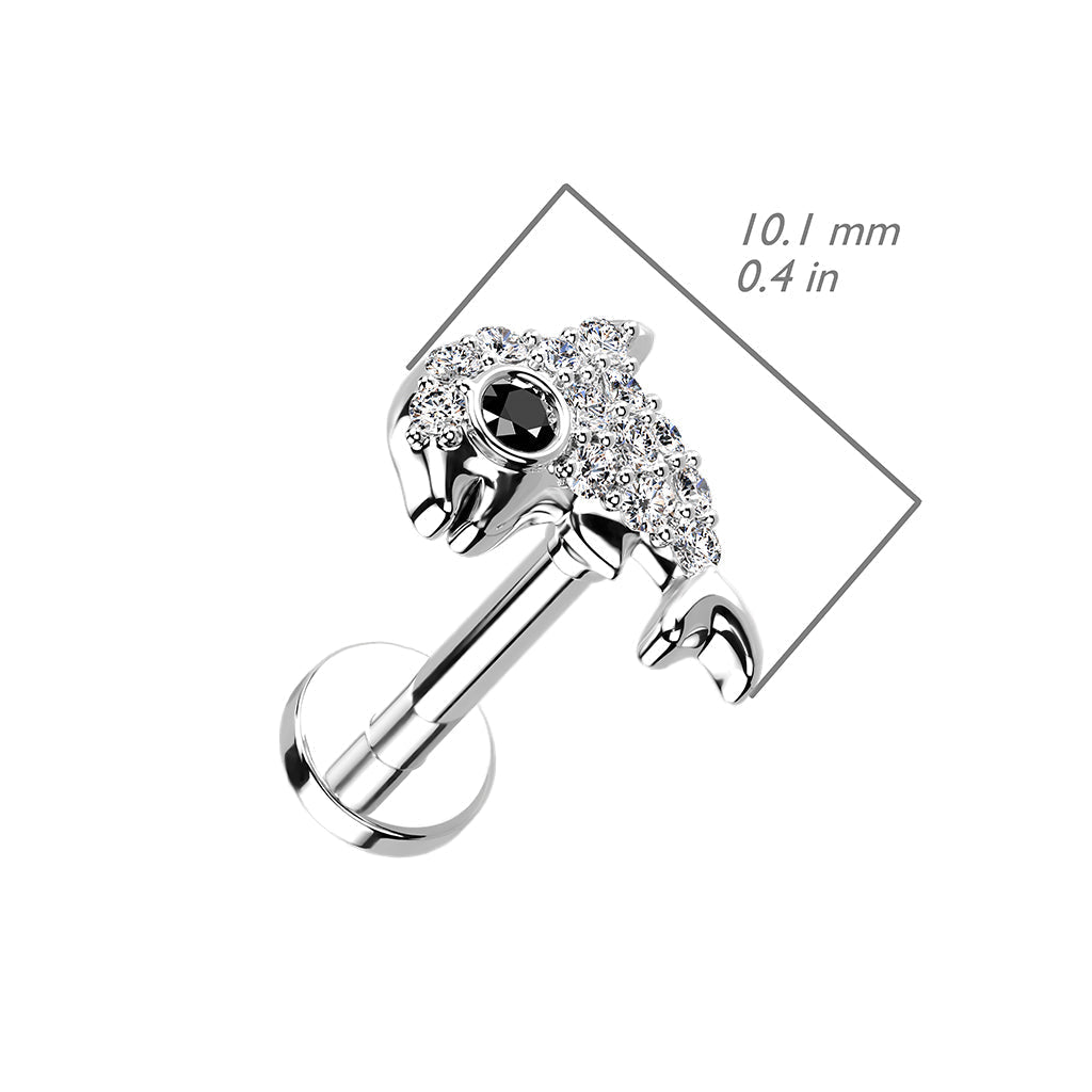 16 Gauge Internally Threaded Crystal Dolphin Stud