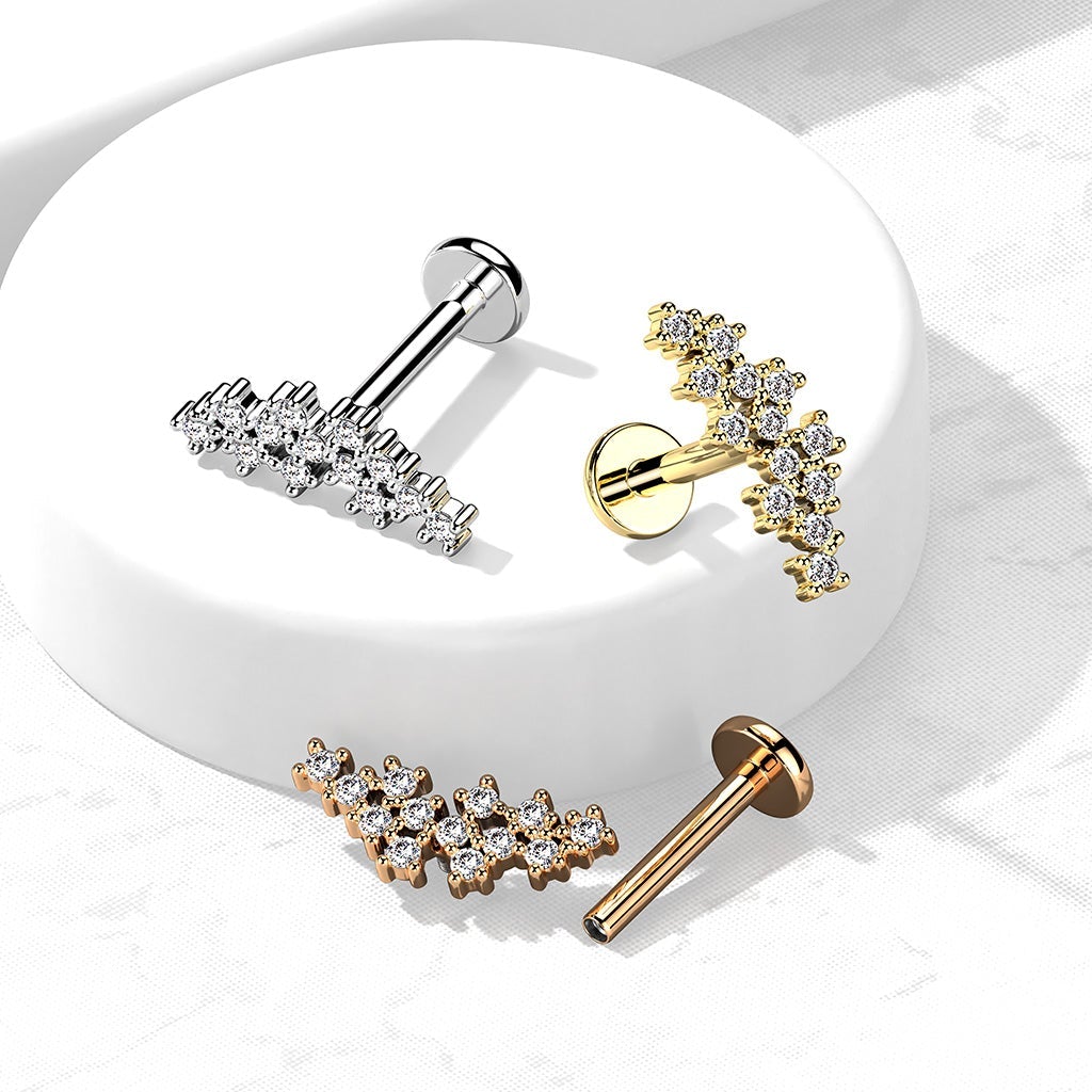 16 Gauge Internally Threaded Flat Back Crystal Cluster Stud
