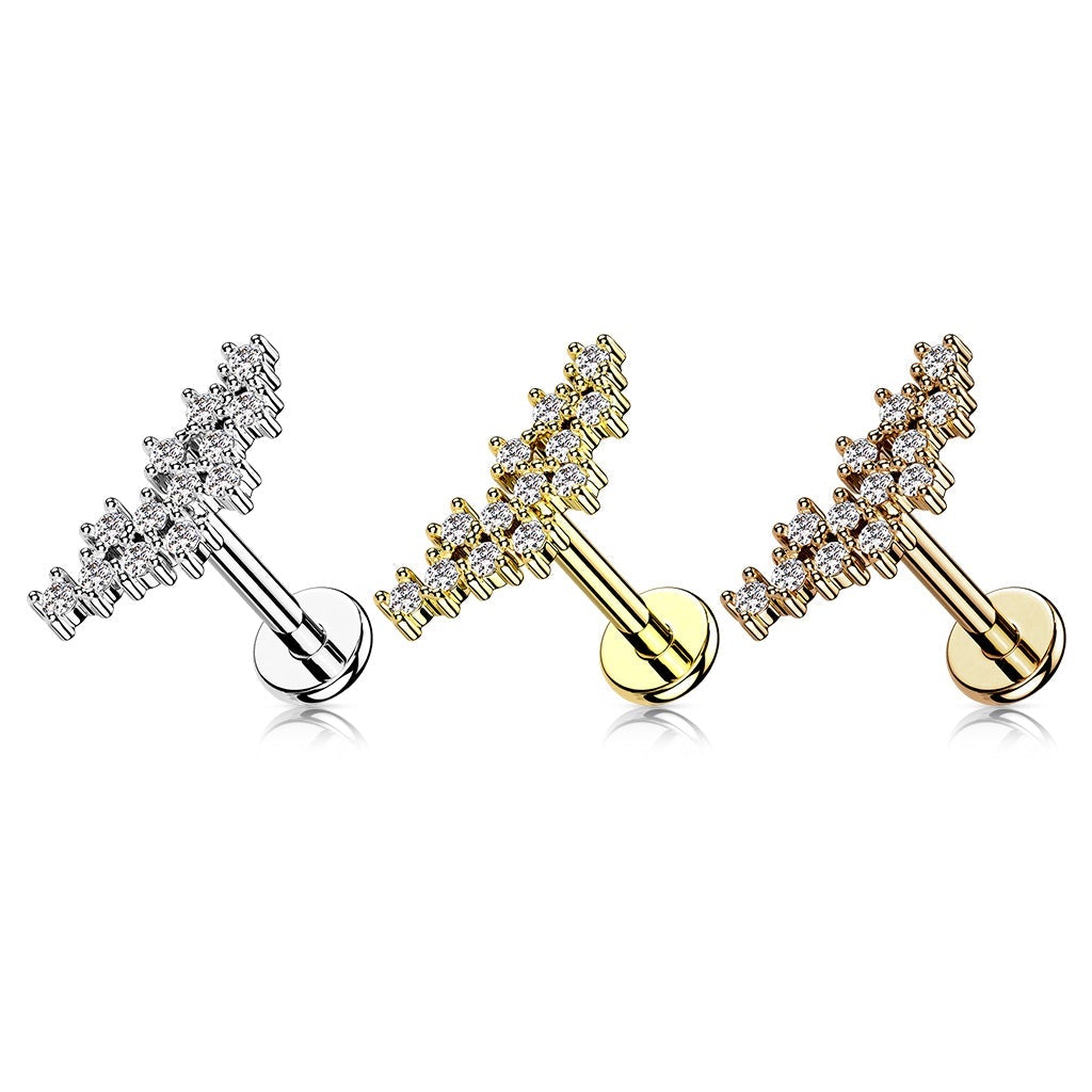 16 Gauge Internally Threaded Flat Back Crystal Cluster Stud