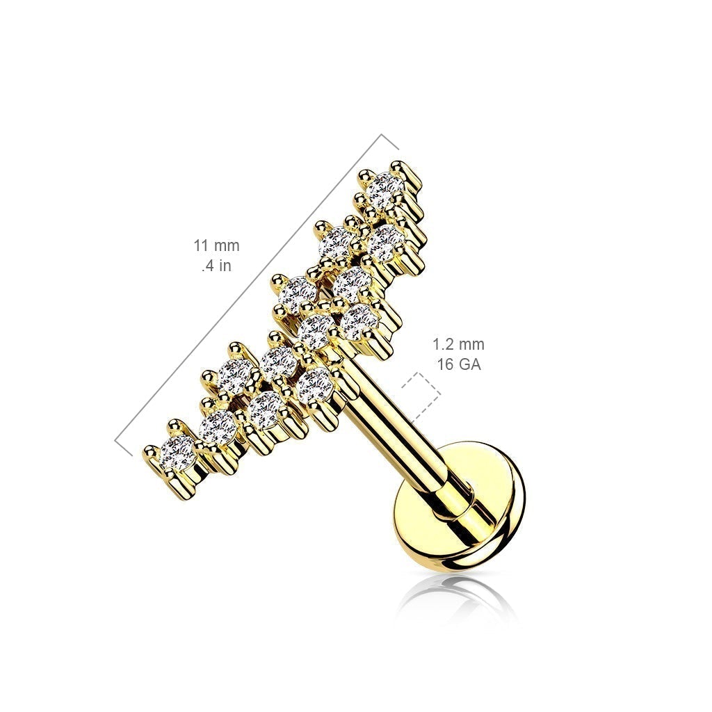 16 Gauge Internally Threaded Flat Back Crystal Cluster Stud