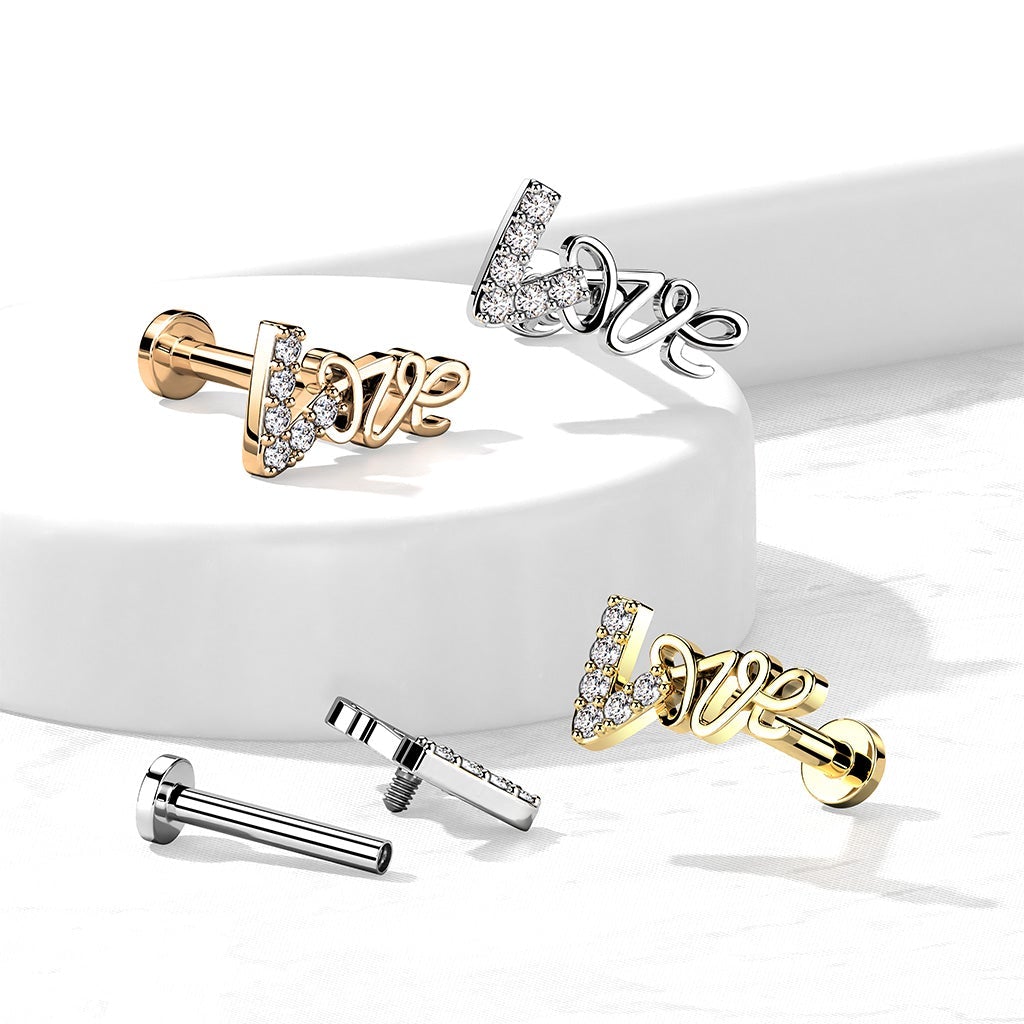 16 Gauge Internally Threaded Back Love Story Stud