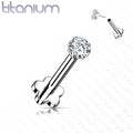 18 Gauge Titanium Flower Press Fit Crystal Labret Stud
