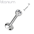Titanium Internally Threaded Crystal Top Labret Stud