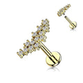 16 Gauge Internally Threaded Flat Back Crystal Cluster Stud