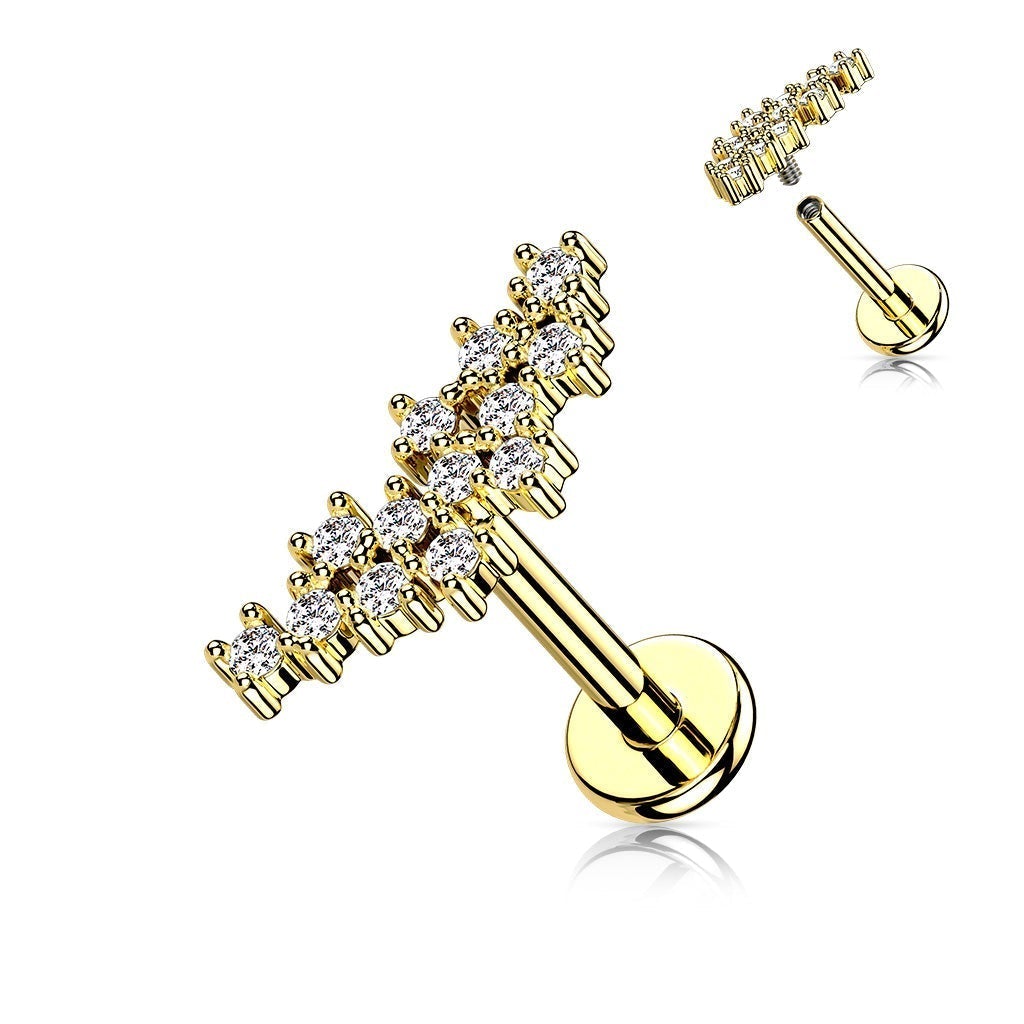 16 Gauge Internally Threaded Flat Back Crystal Cluster Stud