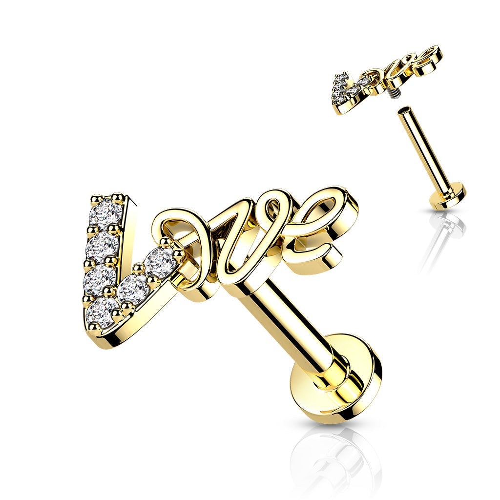 16 Gauge Internally Threaded Back Love Story Stud