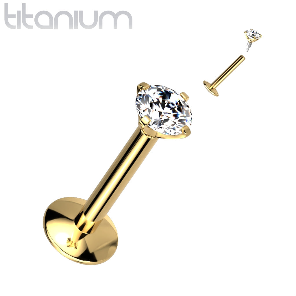 16 Gauge Titanium Internally Threaded Prong Set Crystal Stud