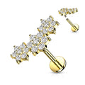 16 Gauge Internally Threaded Flat Back Crystal Flower Trio Stud