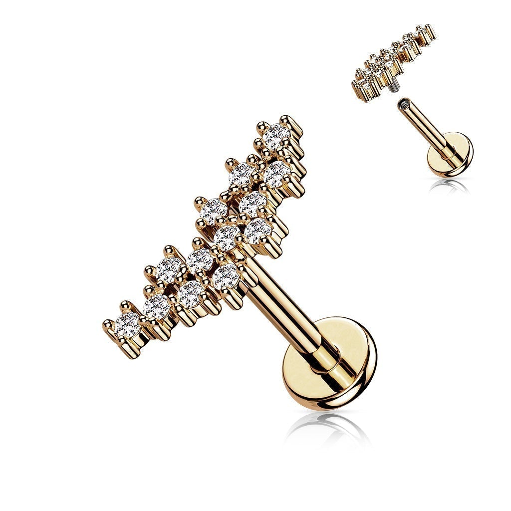 16 Gauge Internally Threaded Flat Back Crystal Cluster Stud