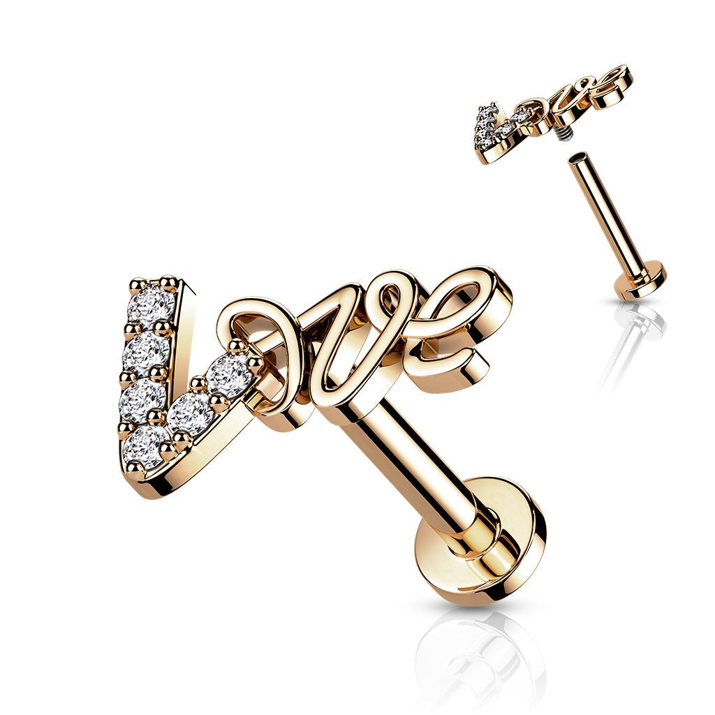 16 Gauge Internally Threaded Back Love Story Stud