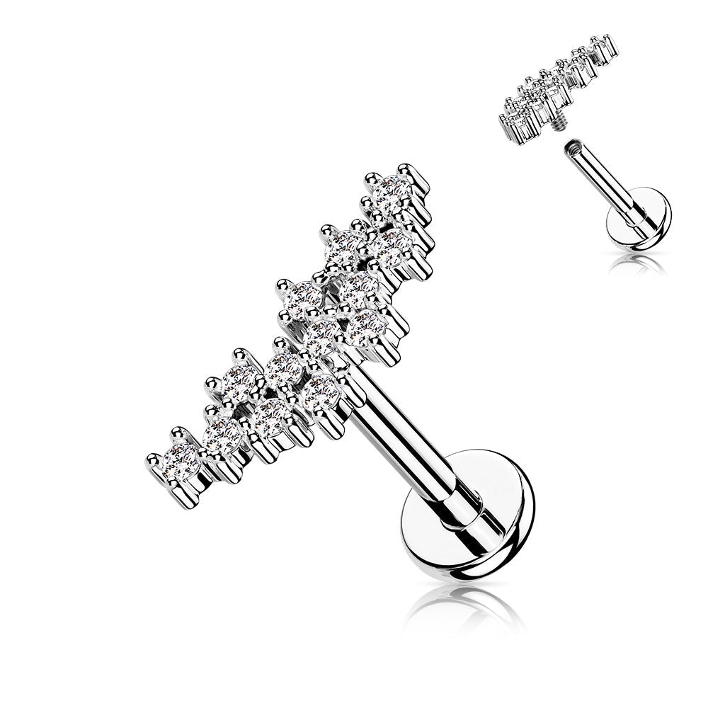 16 Gauge Internally Threaded Flat Back Crystal Cluster Stud