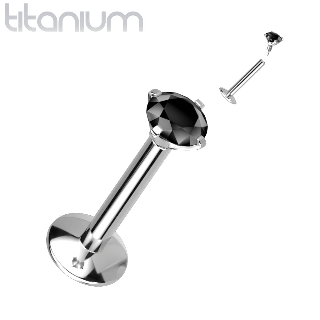 16 Gauge Titanium Internally Threaded Prong Set Crystal Stud
