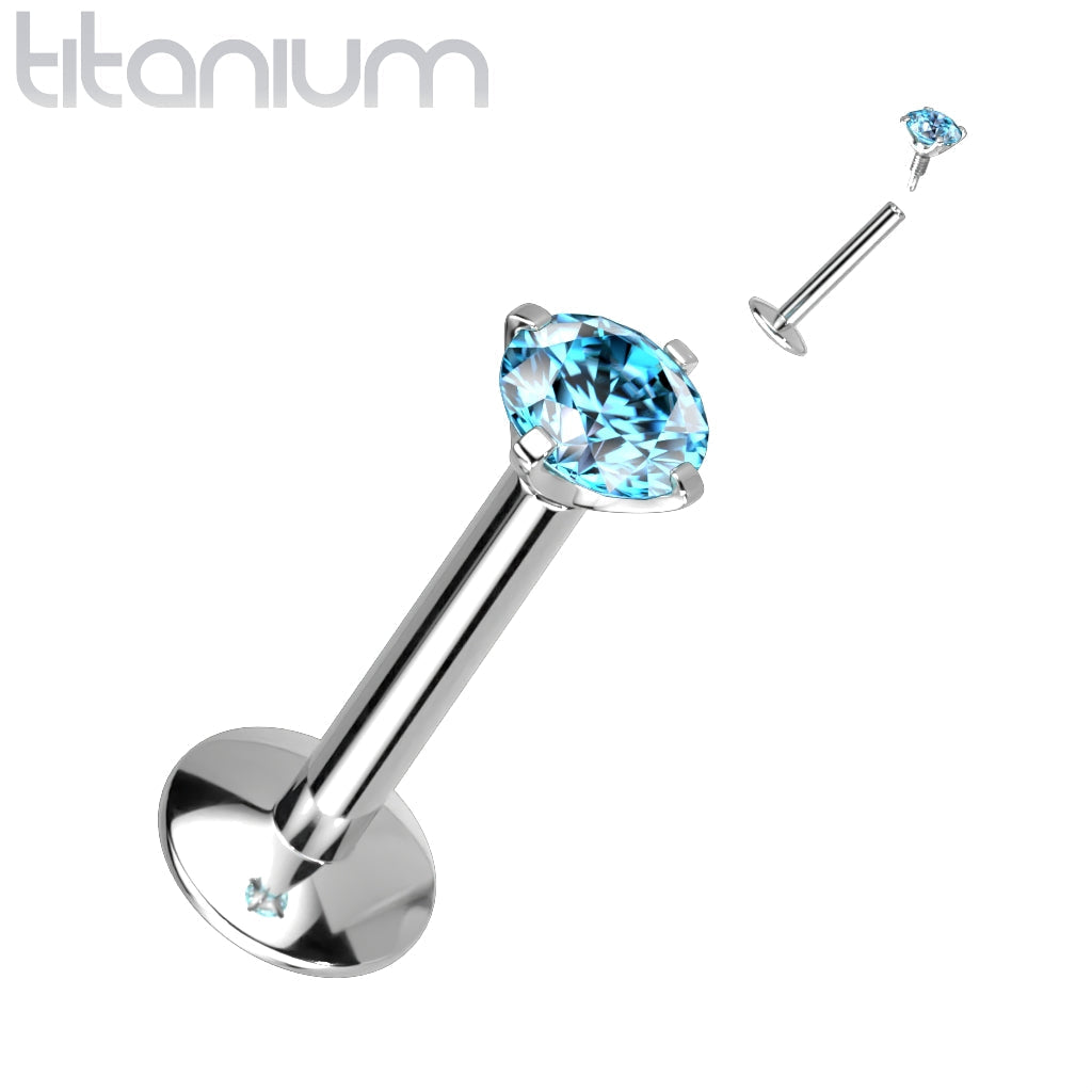 16 Gauge Titanium Internally Threaded Prong Set Crystal Stud