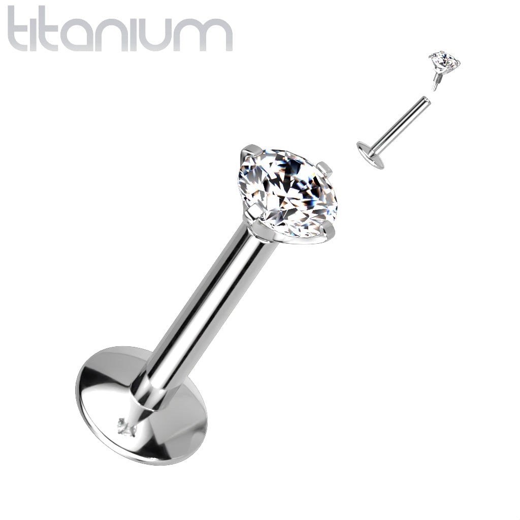 16 Gauge Titanium Internally Threaded Prong Set Crystal Stud