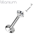 16 Gauge Titanium Internally Threaded Prong Set Crystal Stud