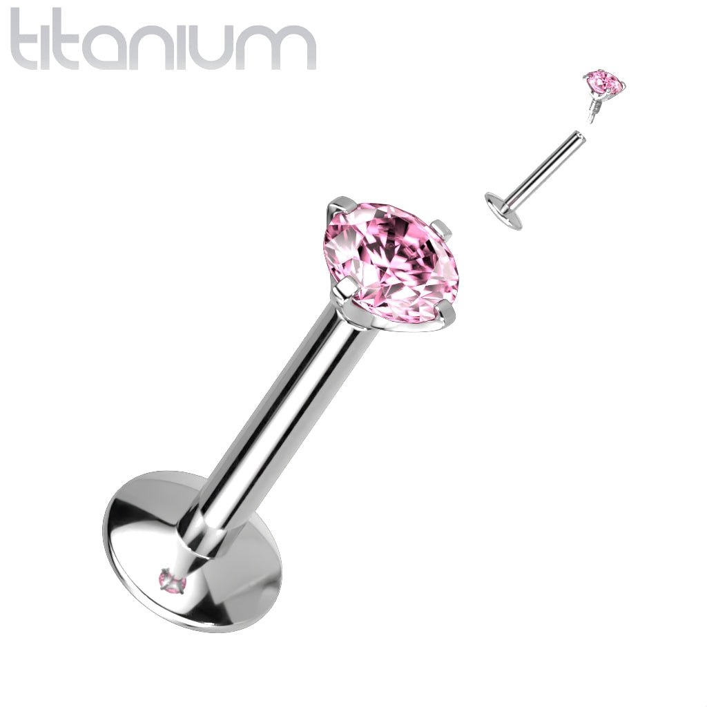 16 Gauge Titanium Internally Threaded Prong Set Crystal Stud