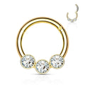 16 Gauge Hinged Crystal Trio Hoop Ring