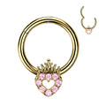 16 Gauge Hinged Golden Crown Hoop Ring
