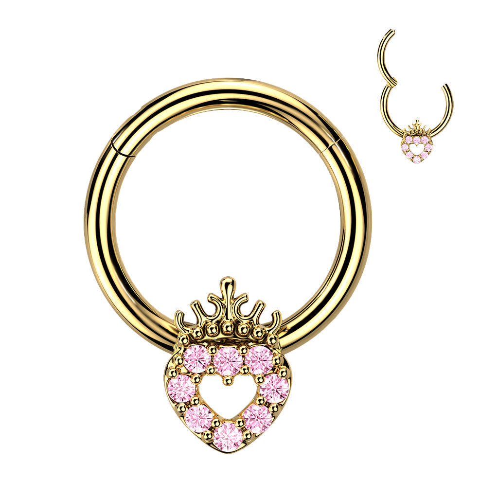 16 Gauge Hinged Golden Crown Hoop Ring