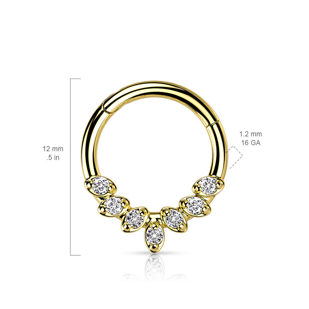16 Gauge Hinged Silver Crystal Lined Hoop Ring