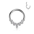 16 Gauge Hinged Silver Crystal Lined Hoop Ring
