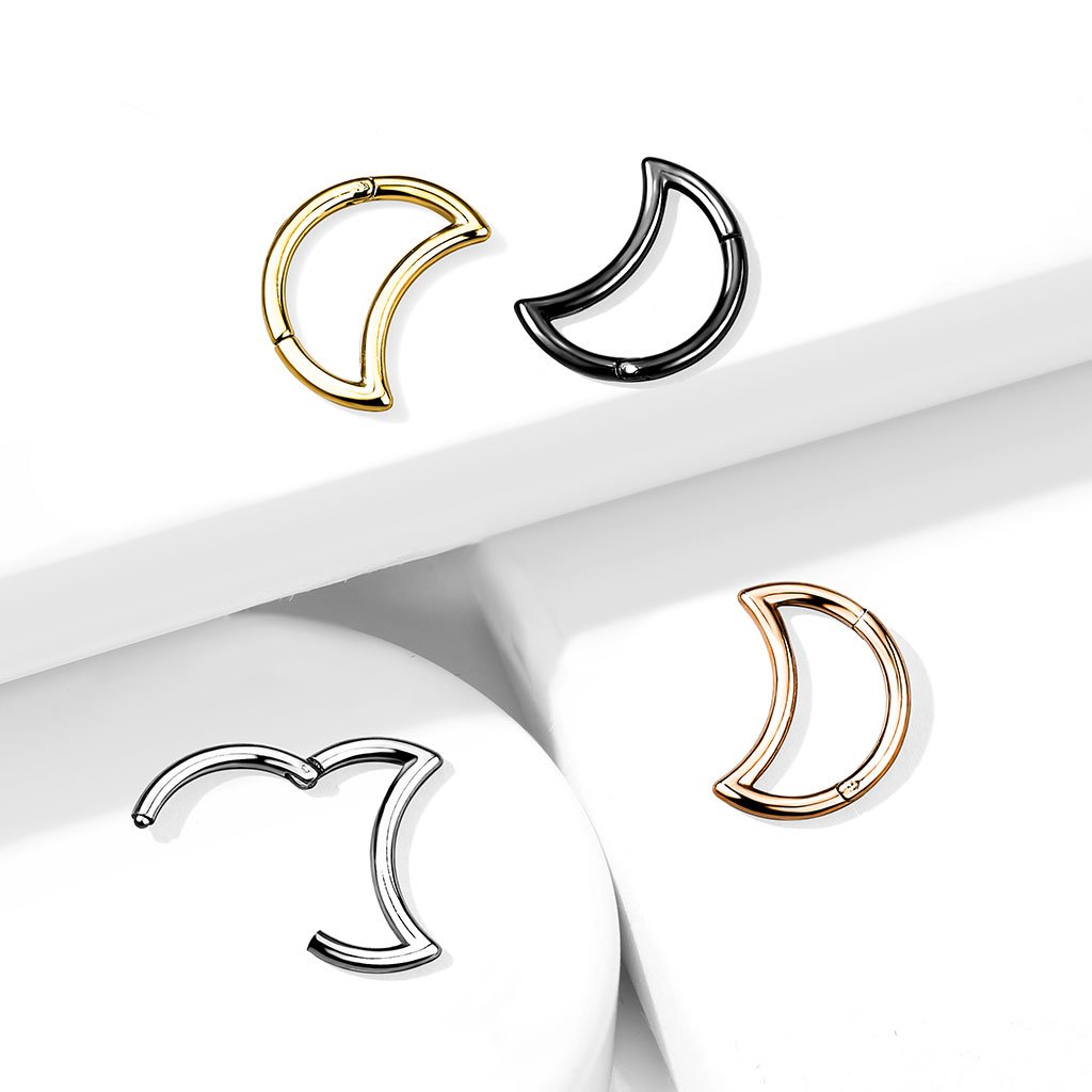 16 Gauge Hinged Crescent Moon Hoop Ring