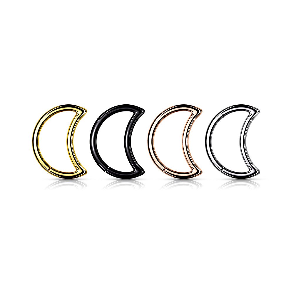 16 Gauge Hinged Crescent Moon Hoop Ring