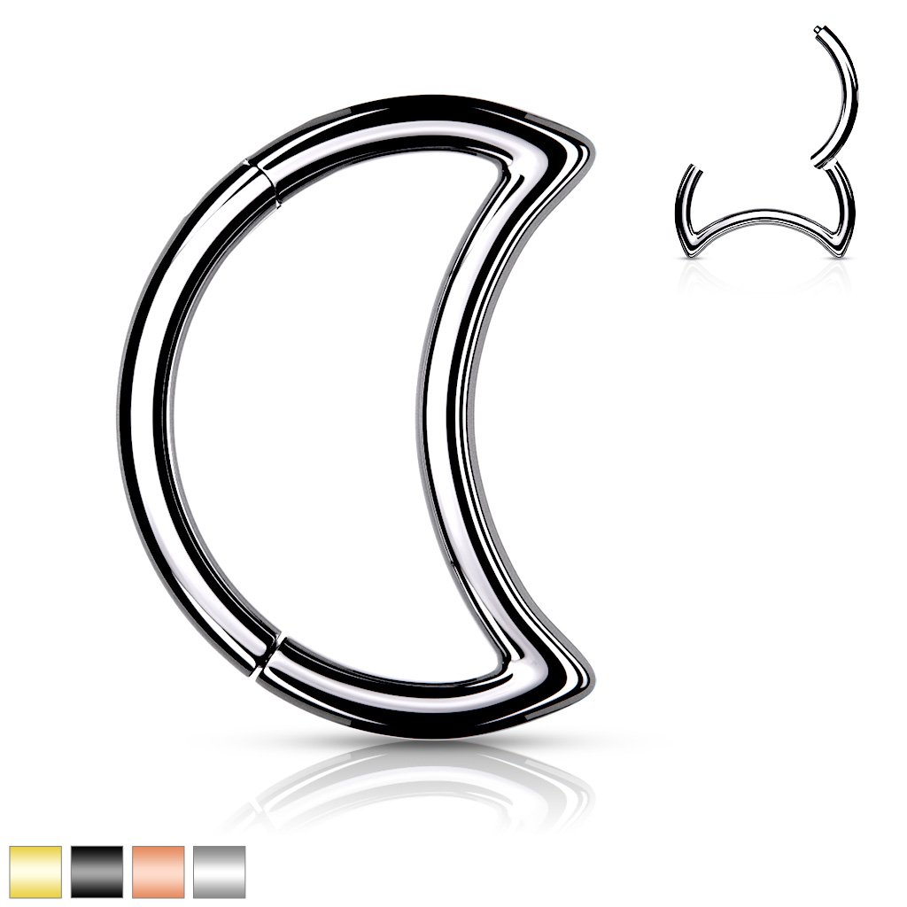 16 Gauge Hinged Crescent Moon Hoop Ring