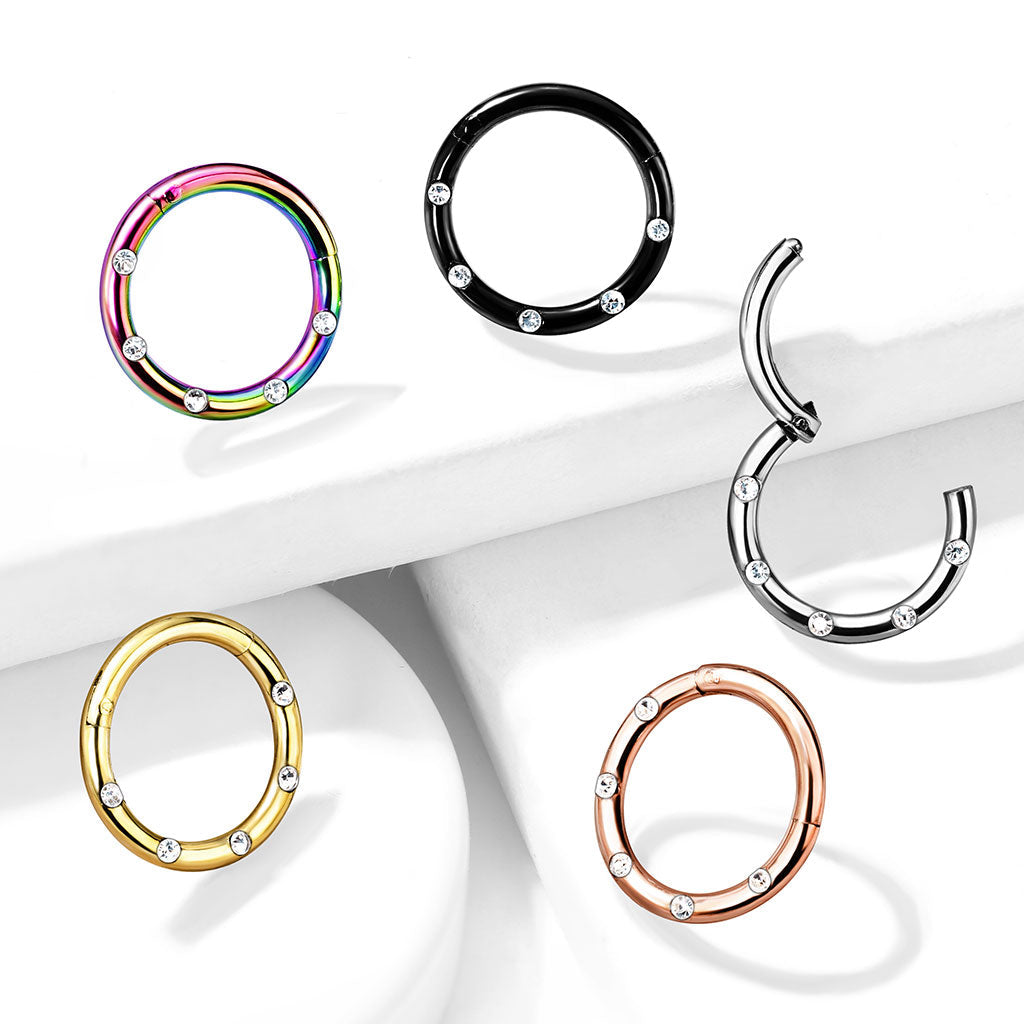 16 Gauge Hinged Crystal Hoop Ring