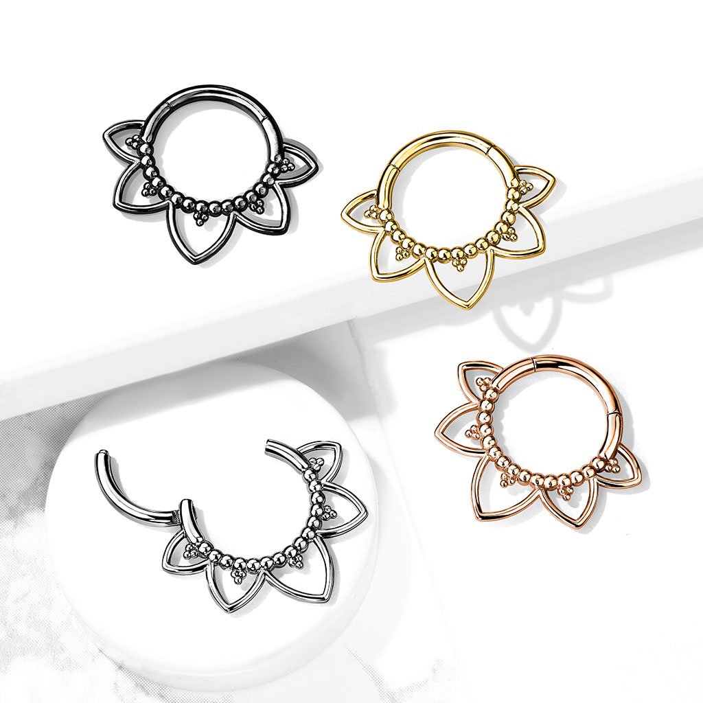 16 Gauge Hinged Silver Tribal Hoop Ring