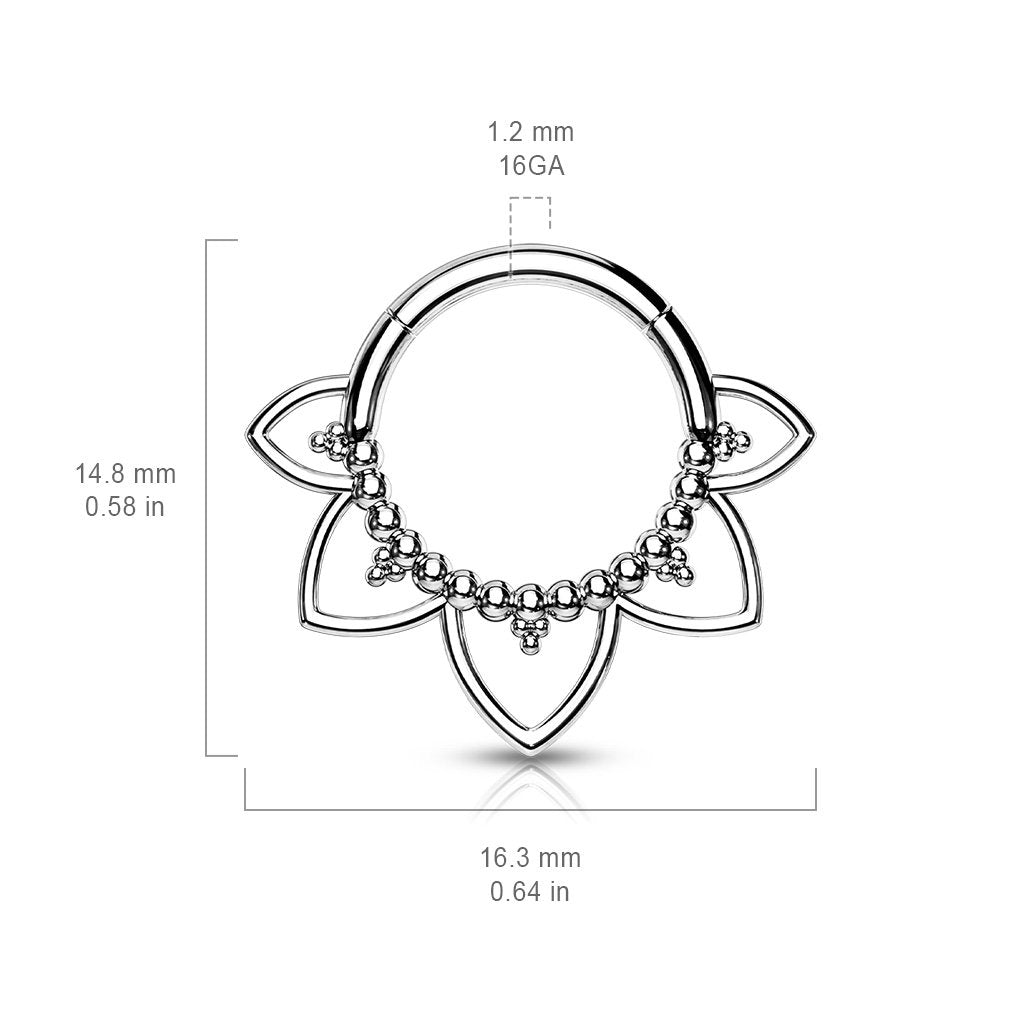 16 Gauge Hinged Silver Tribal Hoop Ring
